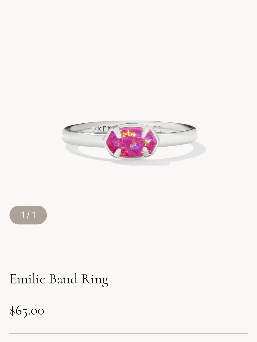 Kendra Scott Pink Gemstone Sterling Ring